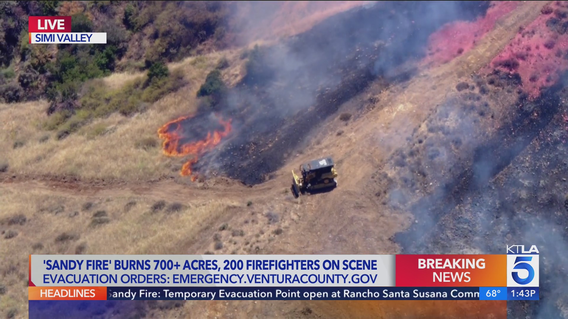 Sandy Fire burns over 700 acres in Simi Valley