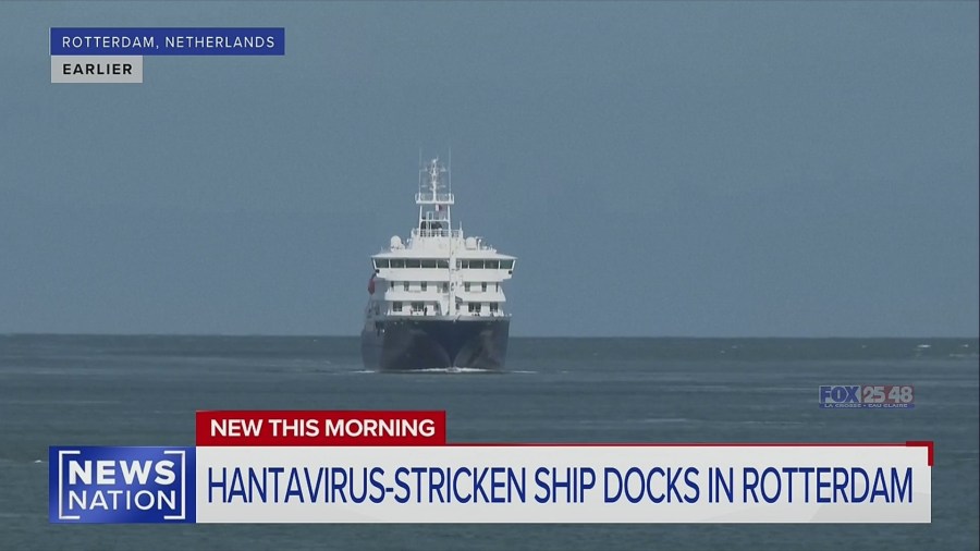 Hantavirus stricken ship docks in Rotterdamn