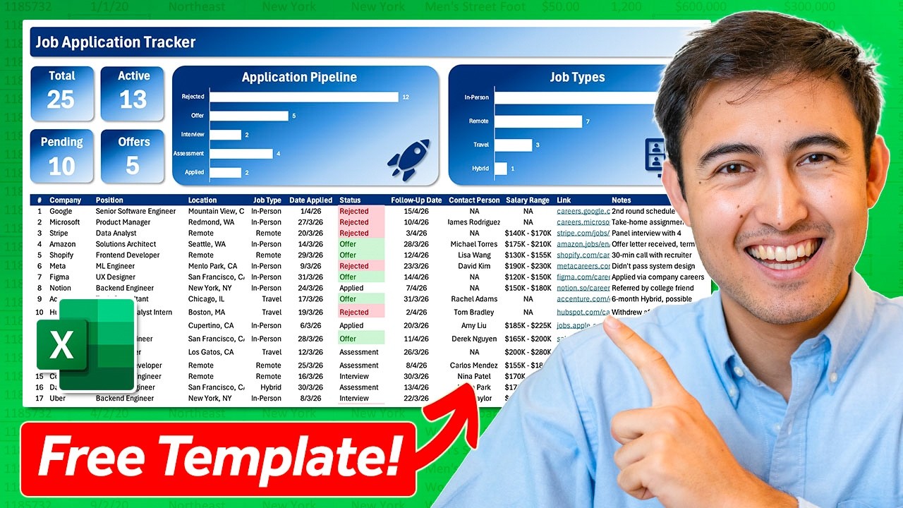 I built a job tracker in Excel—here's how! 📊