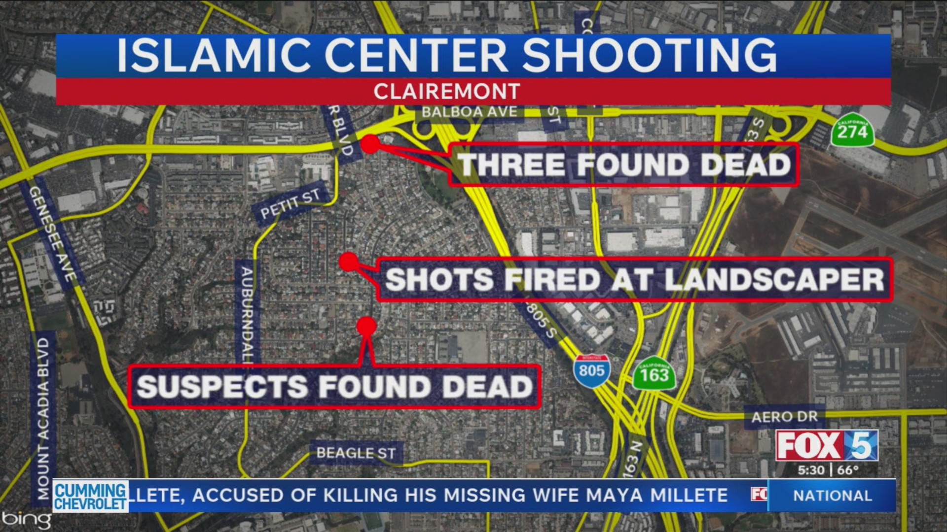 Map shows where key events during the Islamic Center shooting happened