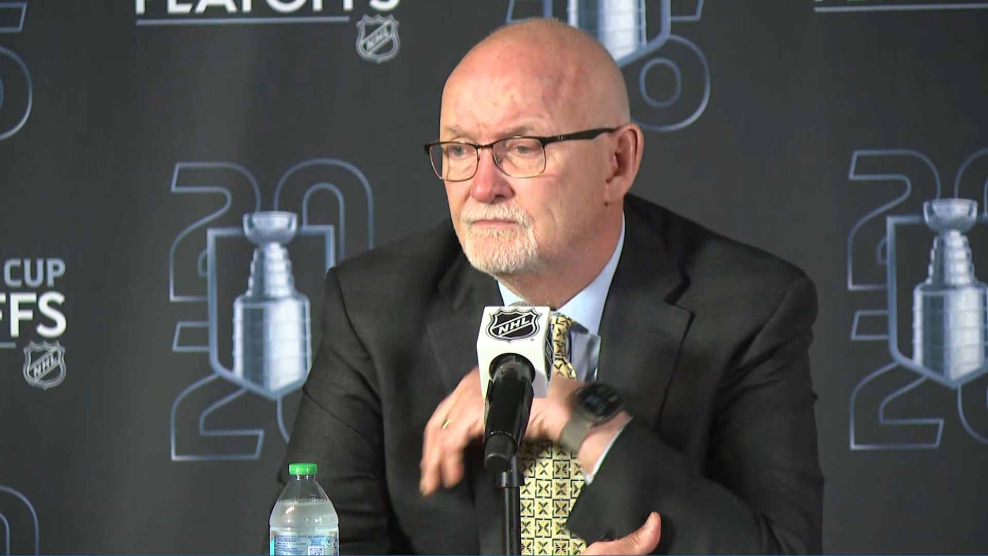 Lindy Ruff addresses the media after Game 7 loss to Montreal