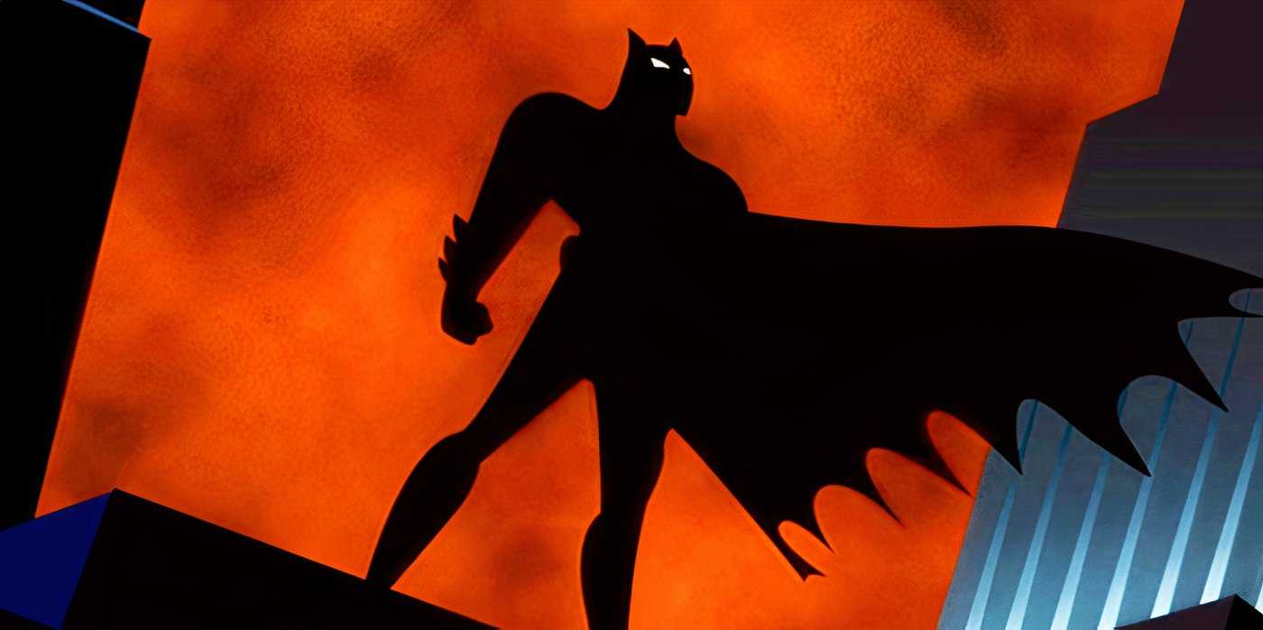 Batman looking heroic in Batman The Animated Series