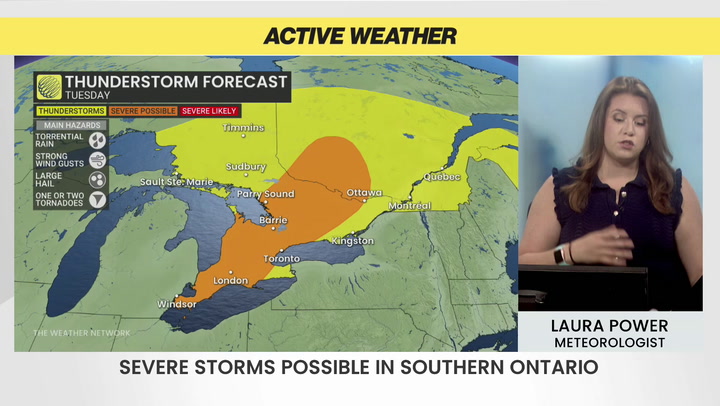 Active weather alert: Southern Ontario severe storms possible today