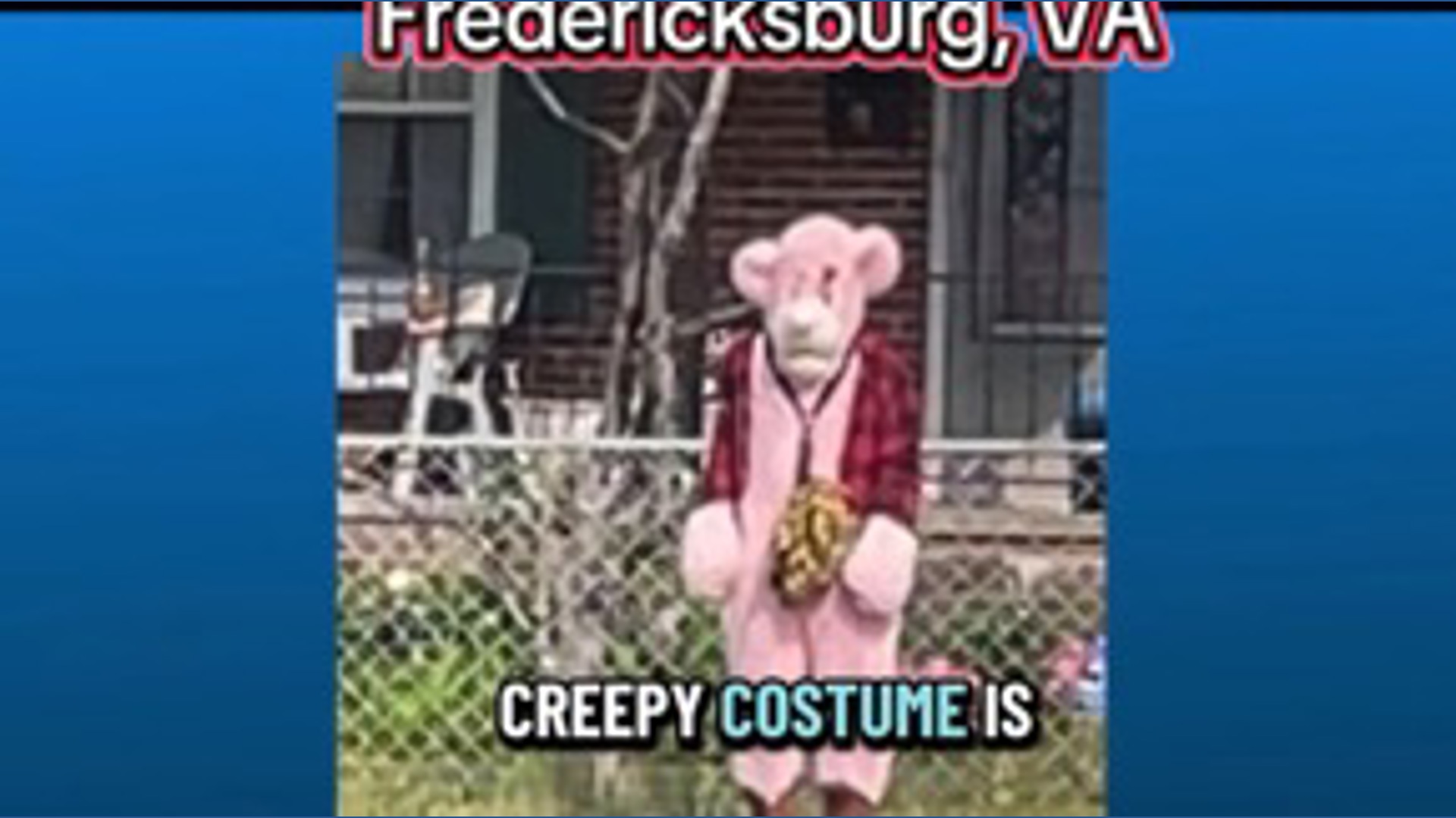 Person in pink costume following kids in Fredericksburg