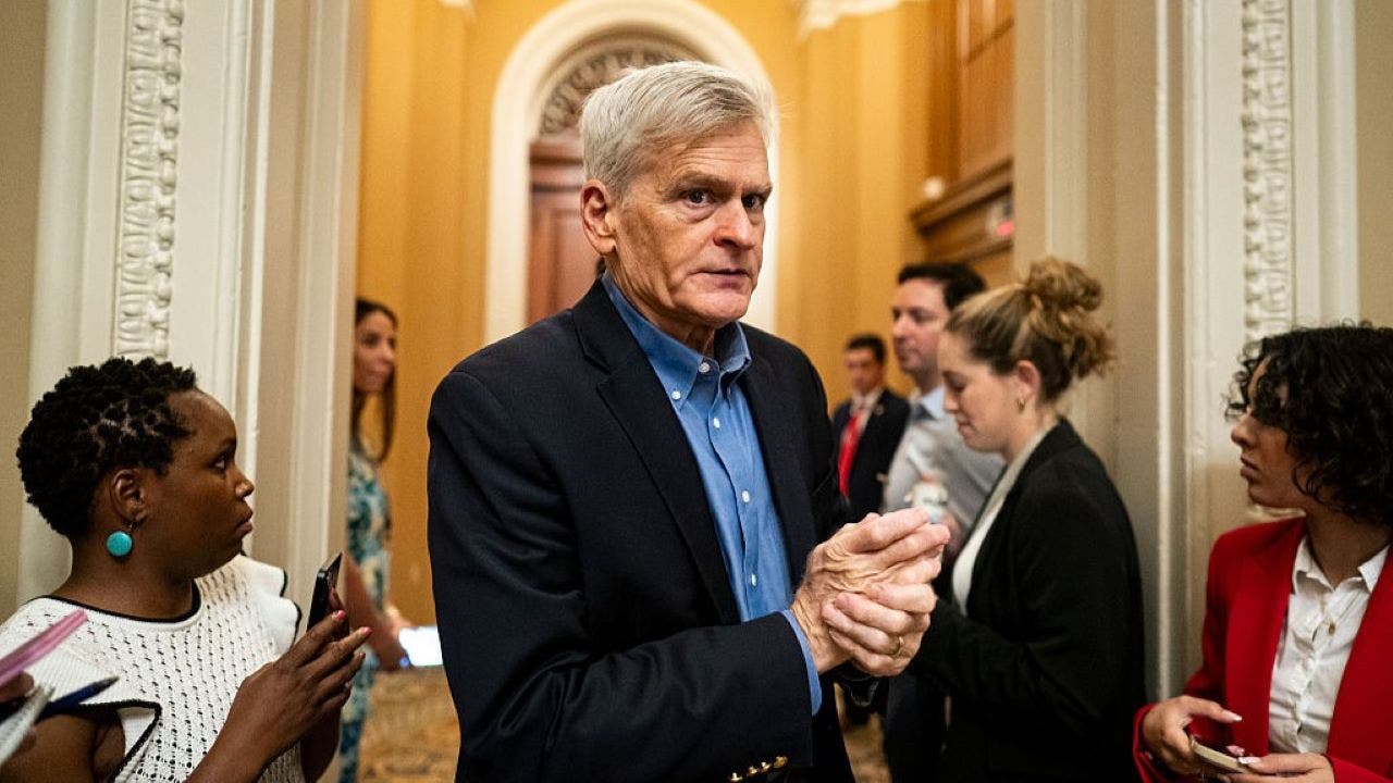U.S. Sen. Bill Cassidy (R-LA) arrives for a meeting with Senate Republicans in the U.S. Capitol.