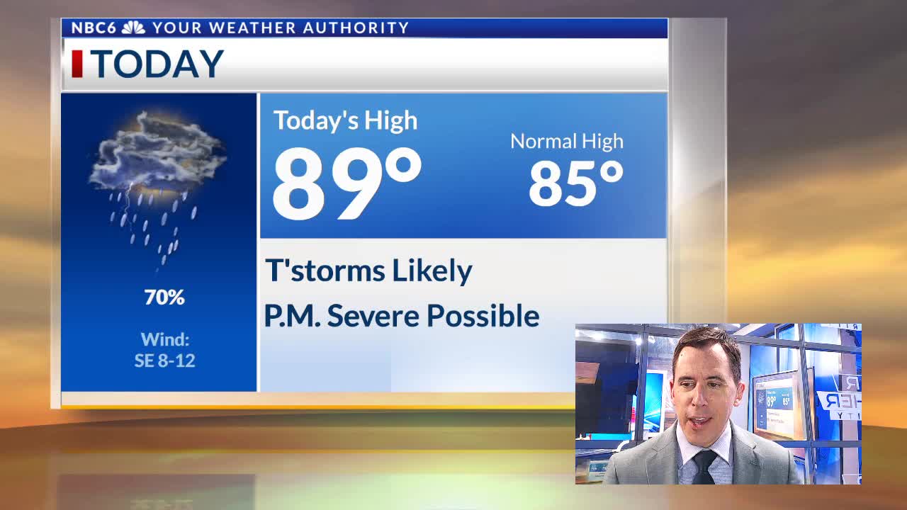 Severe thunderstorms are possible today as a rainy pattern begins