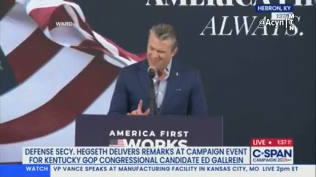Hegseth mimics Trump during impression at campaign rally