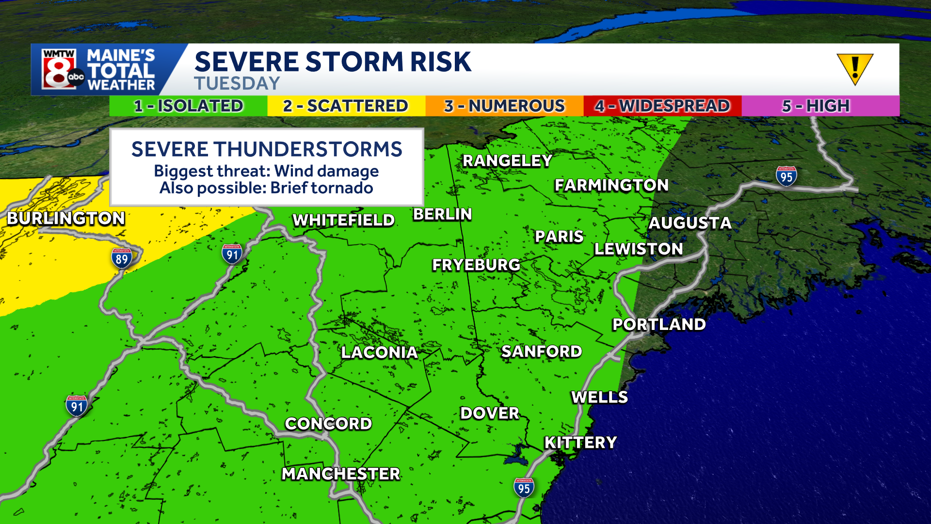 Hot and humid with isolated severe storms in Maine