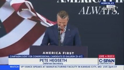 Pete Hegseth mimics Donald Trump’s hand gestures during impression at ...