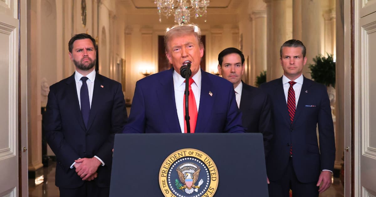 U.S. President Donald Trump delivers an address to the nation from the White House on June 21, 2025, in Washington, D.C. (Photo by Carlos Barria - Pool/Getty Images)
