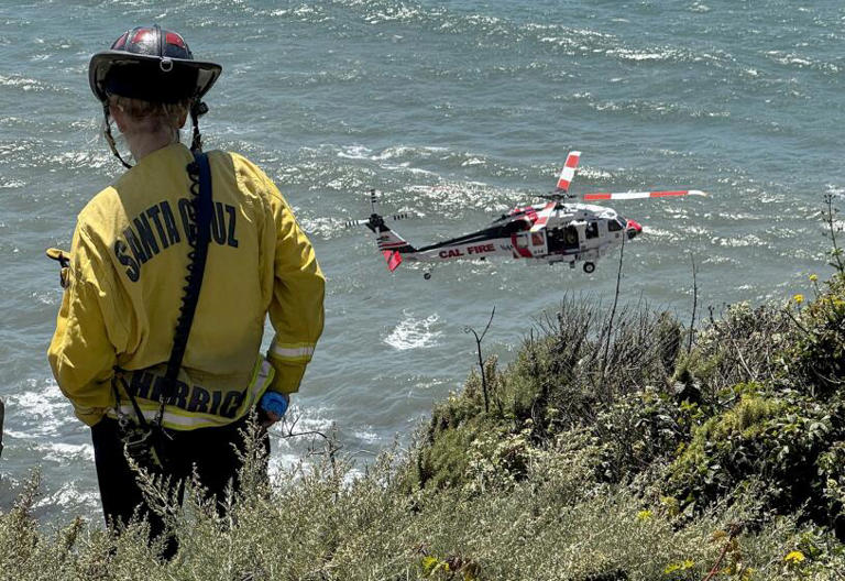 Man dies after car plunges 500 feet off Highway 1 cliff onto beach