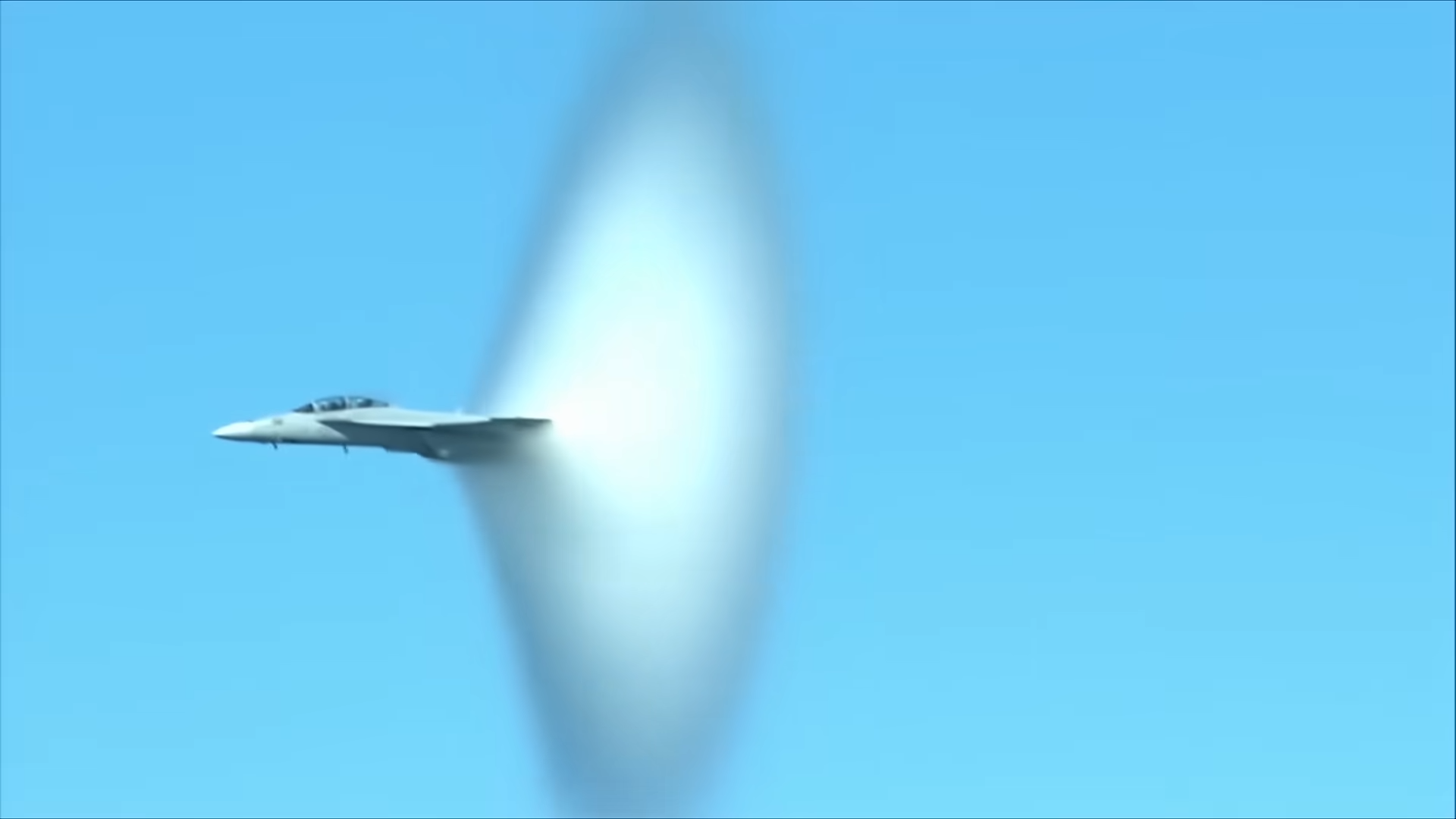 This looks like a shockwave exploding off a jet - but that is the lie