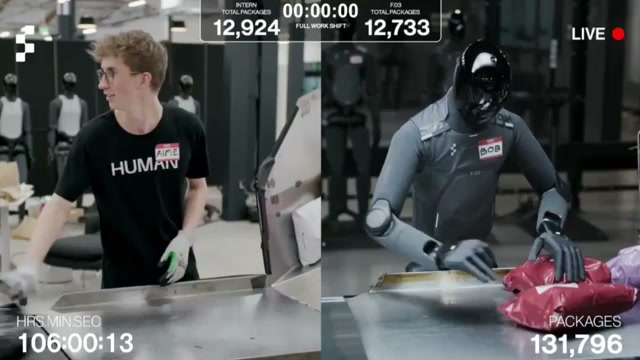 Humanoid robot and factory worker go head-to-head in packing challenge