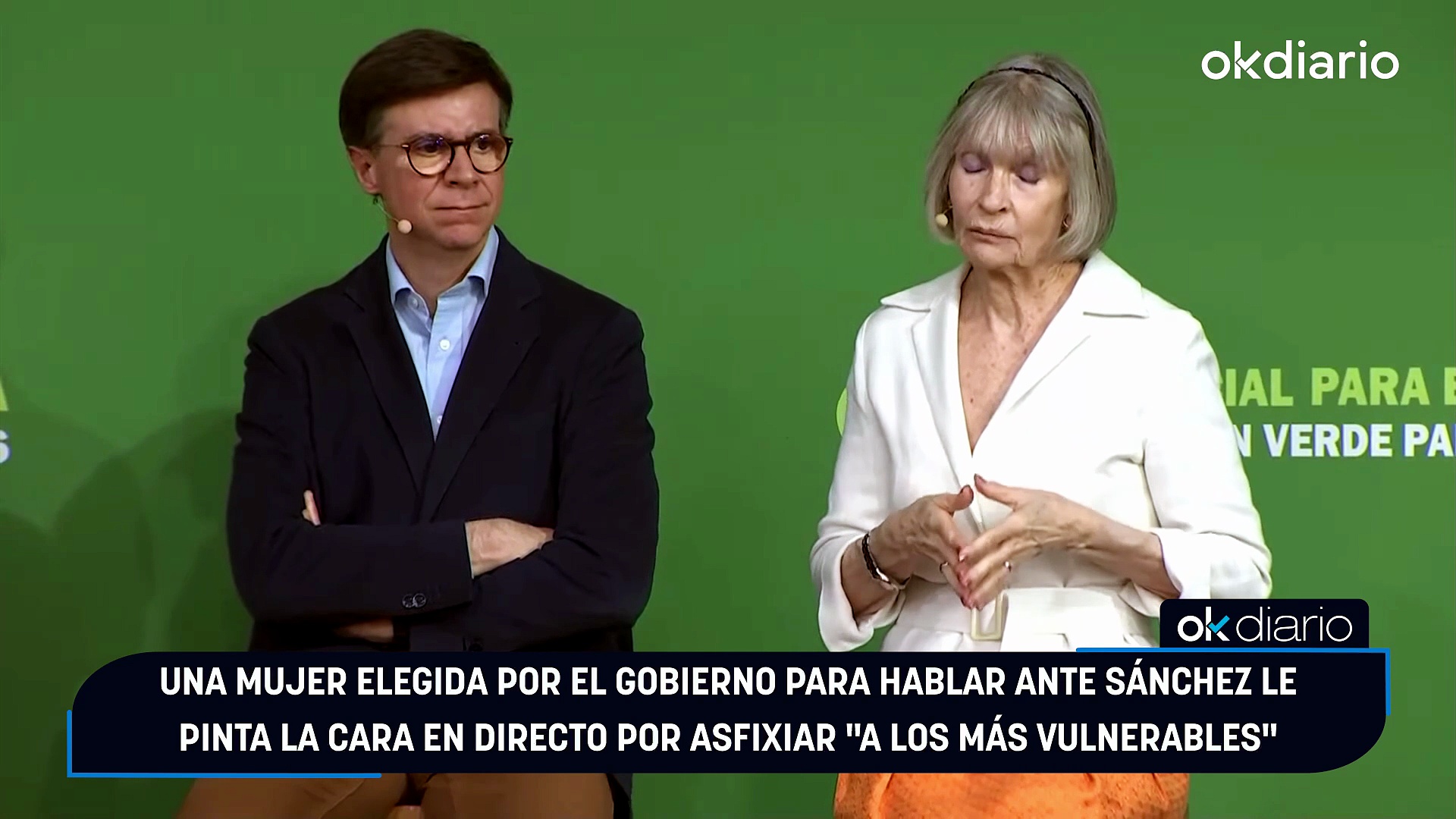 Una mujer elegida por el Gobierno para hablar ante Sánchez le pinta la ...