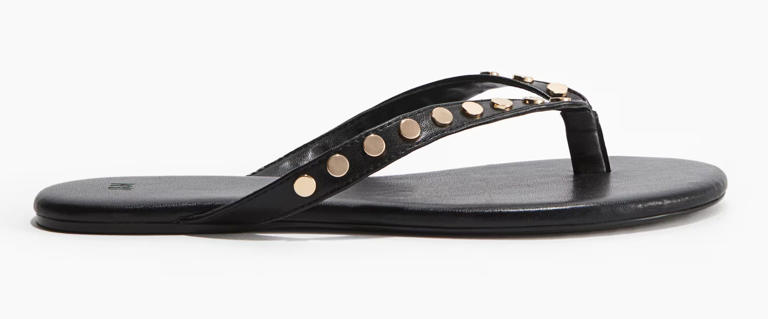 Studded flip-flops are an easy way to look polished in the summer heat ...
