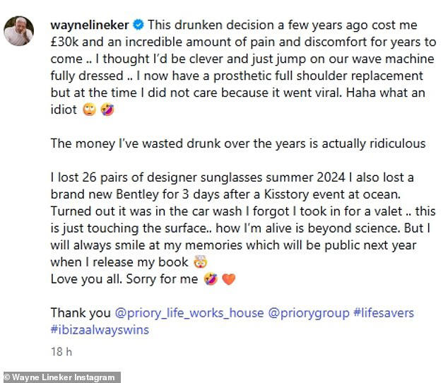 Wayne Lineker reveals the 'ridiculous' drunken injury that cost him £30k