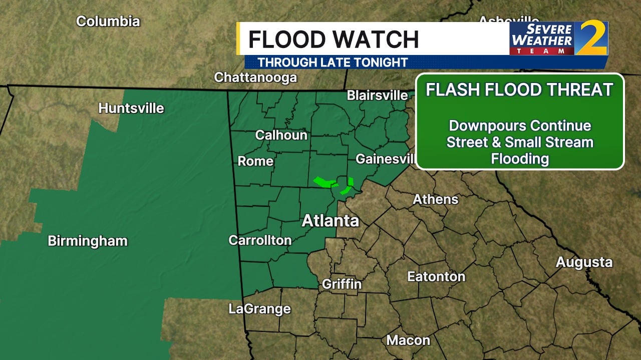 Flash flood warnings issued in NE Georgia; flood watch in effect with ...