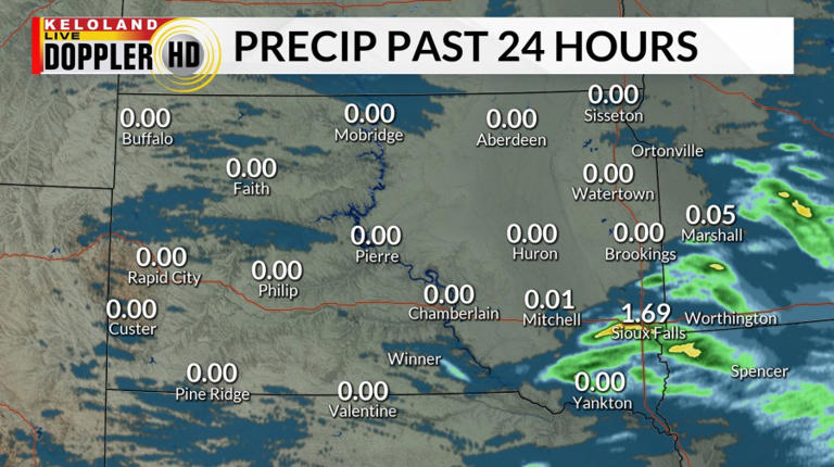 Storms last night in southeastern KELOLAND; hot forecast for today