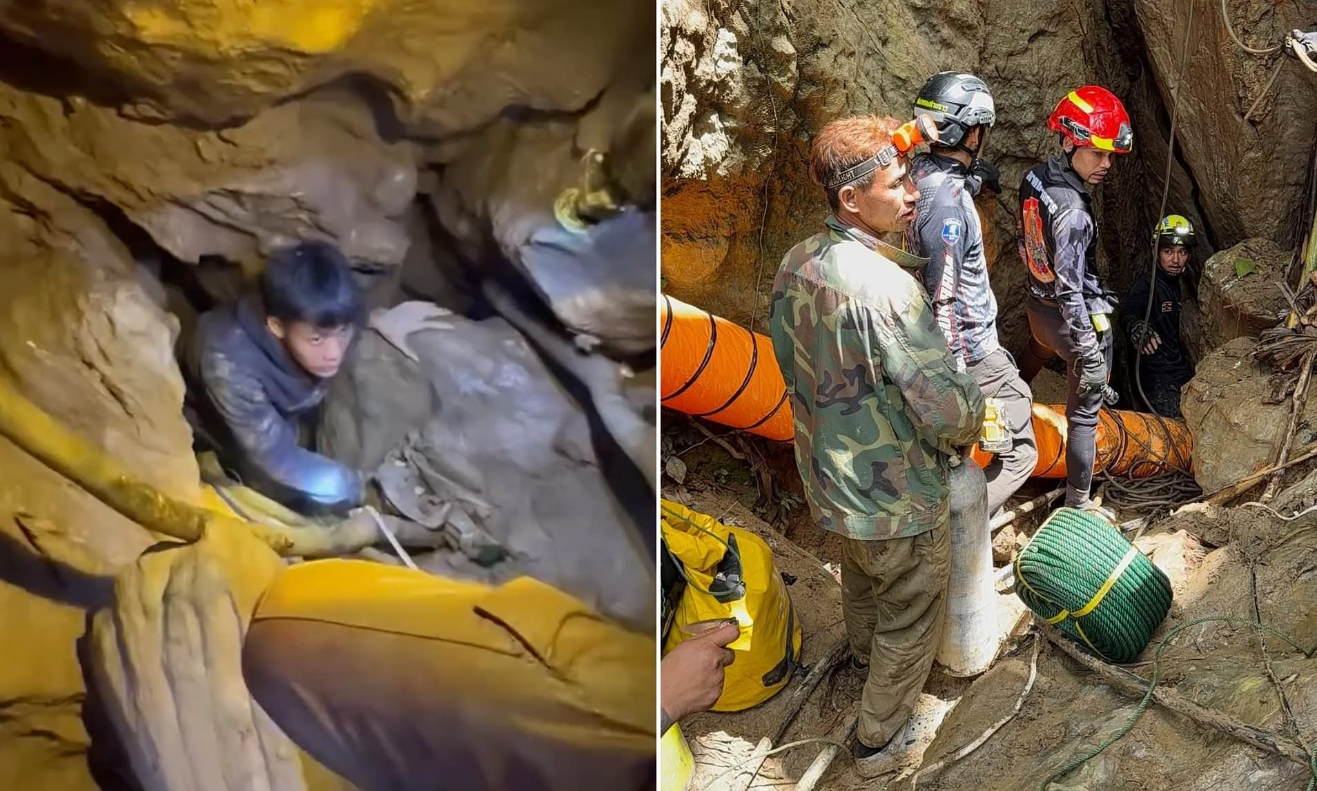 Race to rescue seven people trapped in flooded cave in Laos for six days