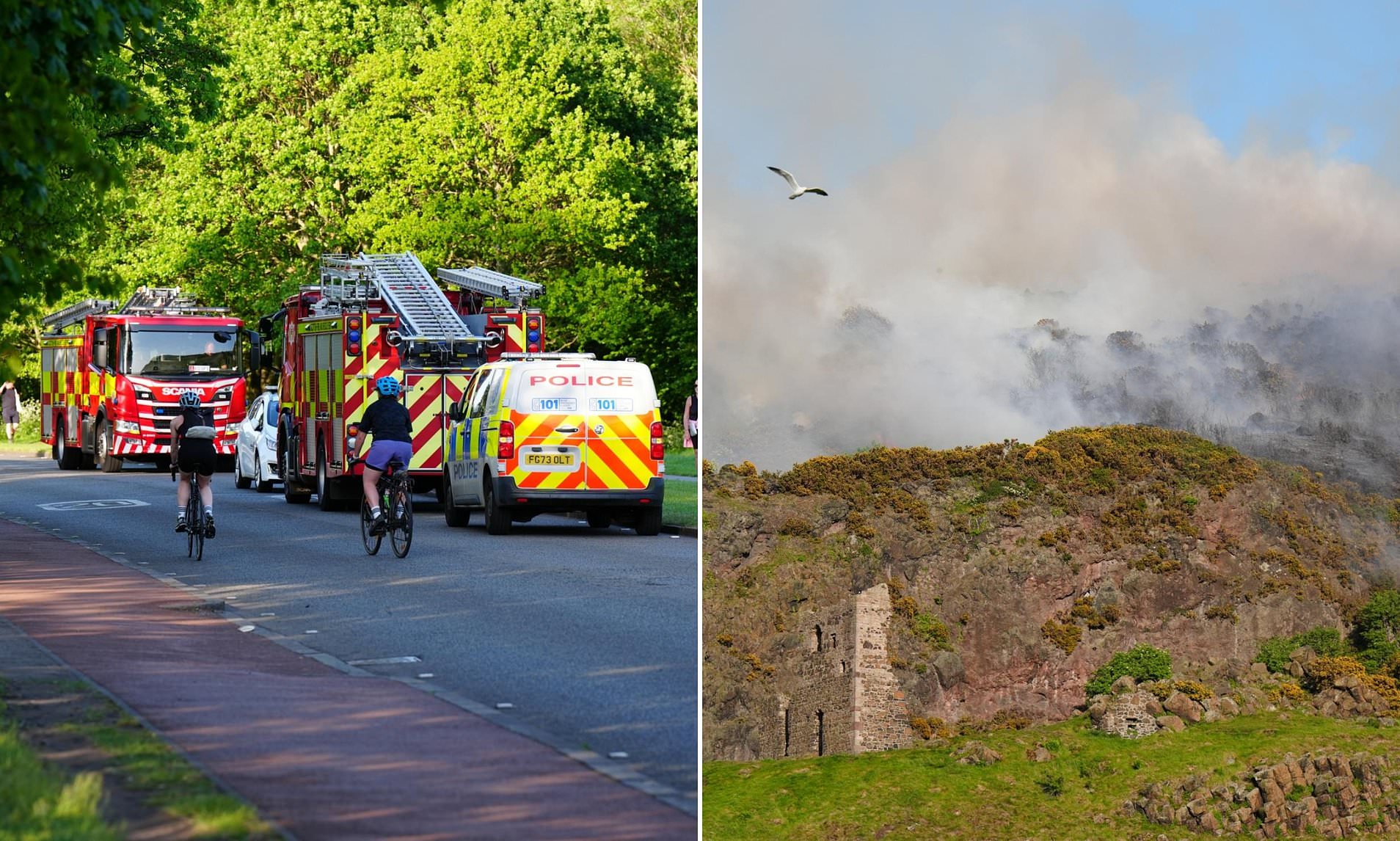Grass fire spreads across Arthur's Seat as heatwave sends temperatures ...