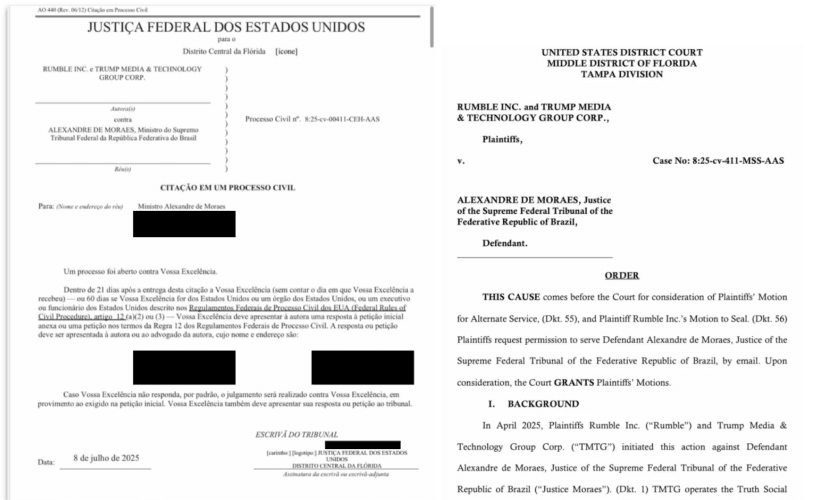 Rumble e Trump Media notificam ministro Alexandre de Moraes por e-mail