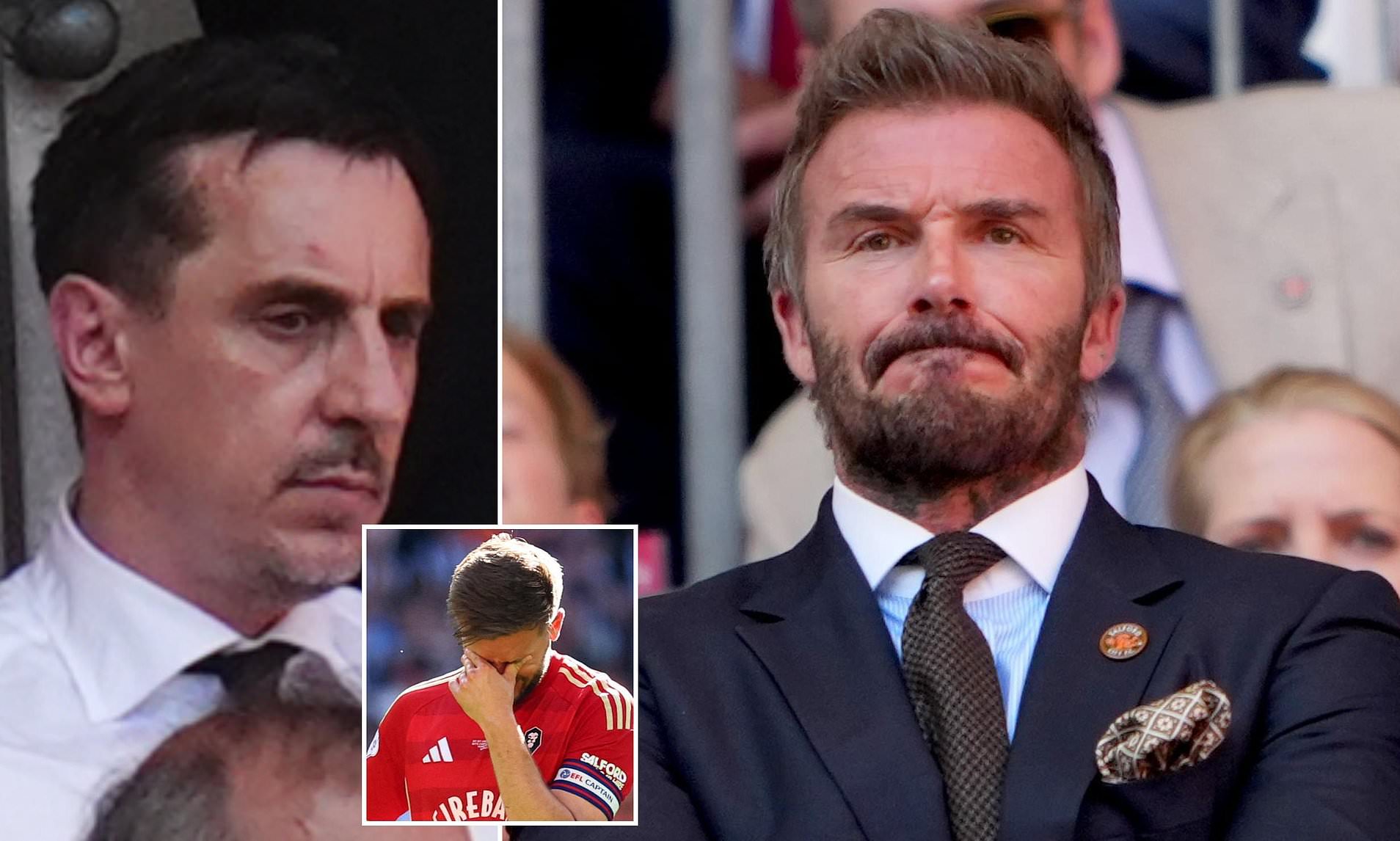 David Beckham and Gary Neville look glum as Salford City sink to League ...