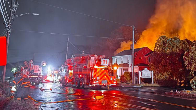 Crews battle overnight fire in Branford