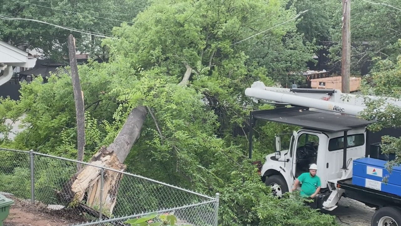 Continued heavy downpours too much for 60-foot tree in Southeast Atlanta