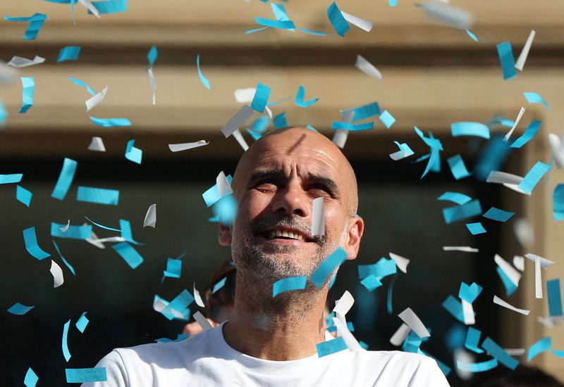 Soccer - Guardiola farewell turns City parade into celebration tinged with heartache