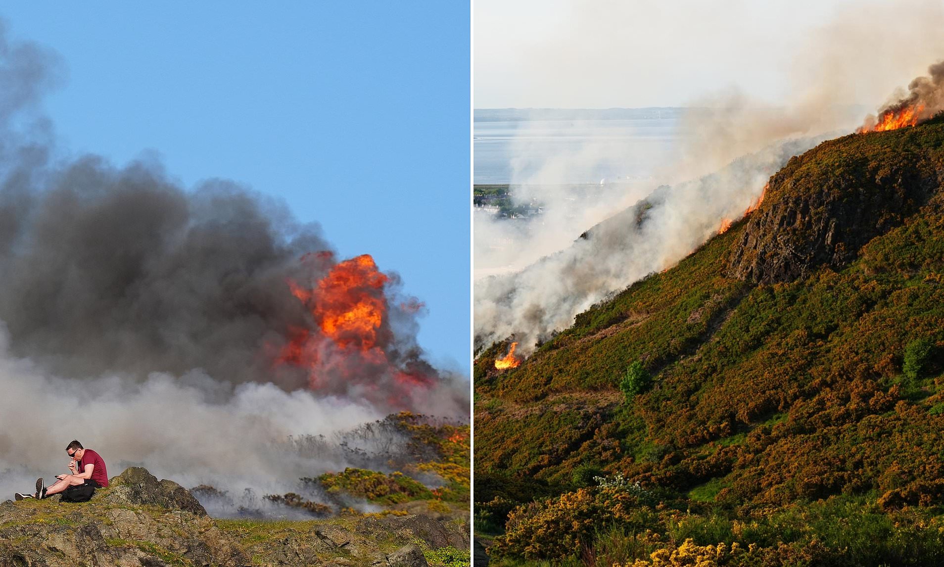 Grass fire spreads across Arthur's Seat as heatwave sends temperatures ...
