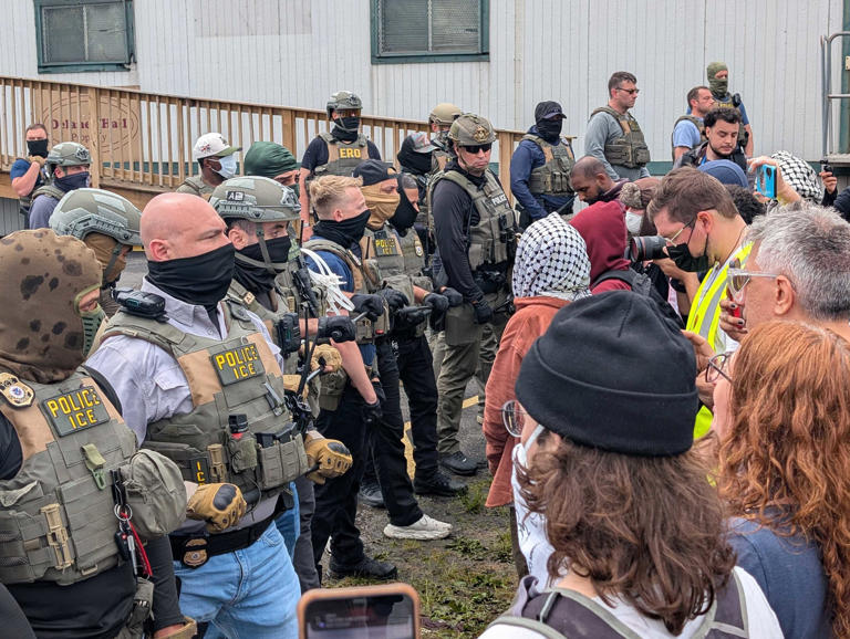 Protesters pepper-sprayed outside controversial ICE detention center ...
