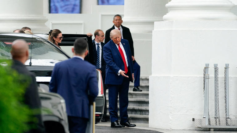 Trump, 79, transfixed by White House pillar for six minutes