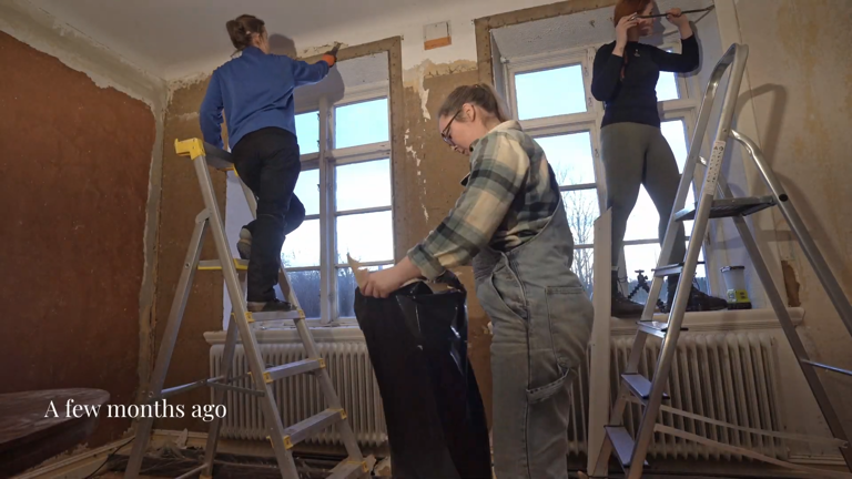 I tore down the old apartment walls to restore the original structure ...
