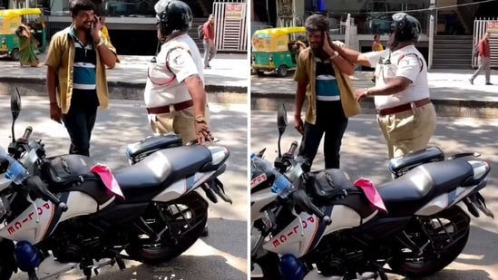 Bengaluru traffic police slaps auto driver over accident, viral video ...