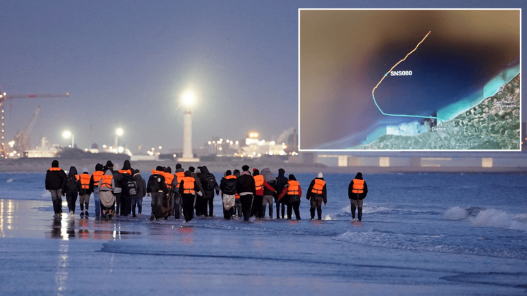 Migrants and a live map showing where the boat is | Source: PA / GB NEWS