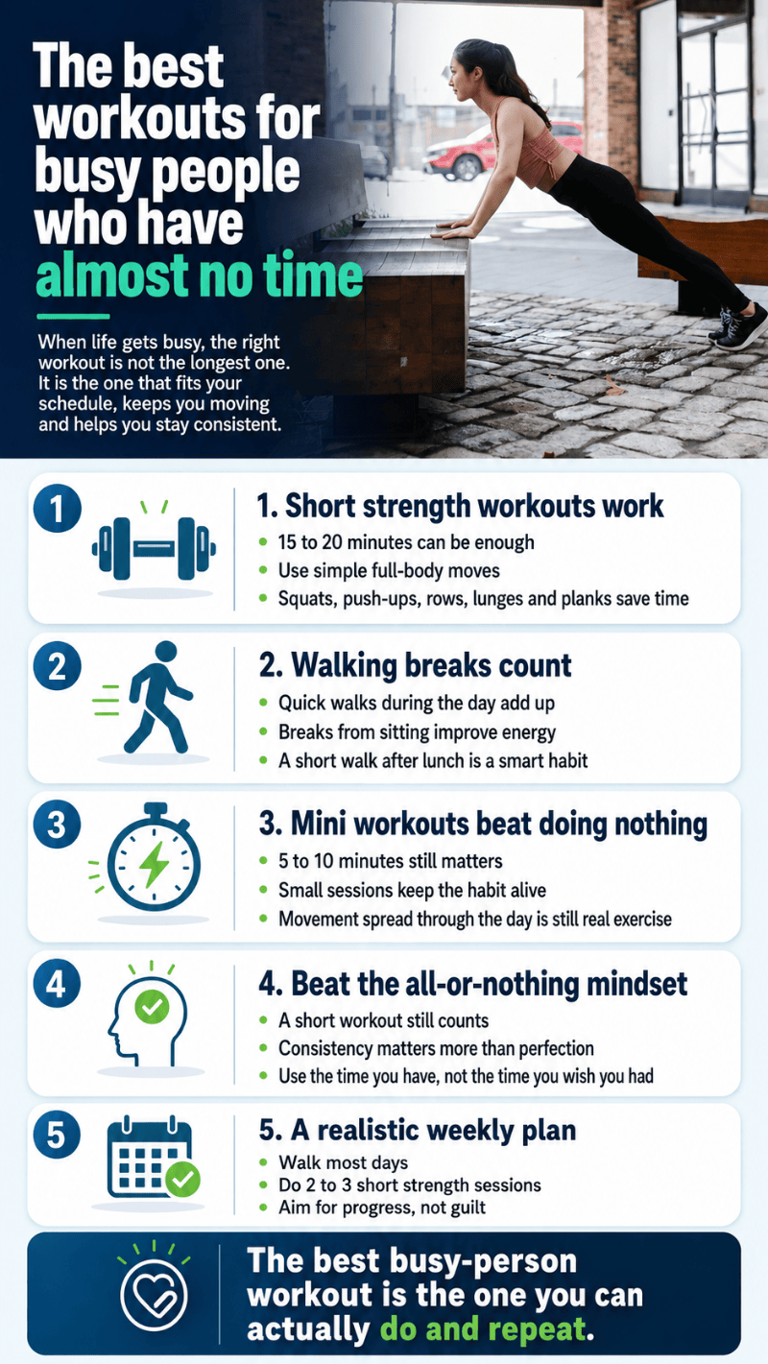 The best workouts for busy people who have almost no time (infographic ...