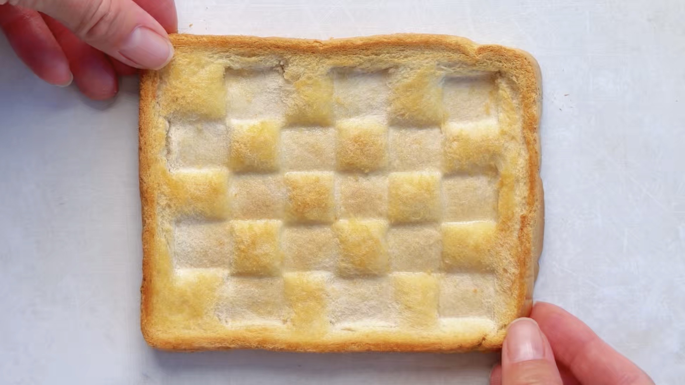 Checkerboard toast hack for perfect buttered toast