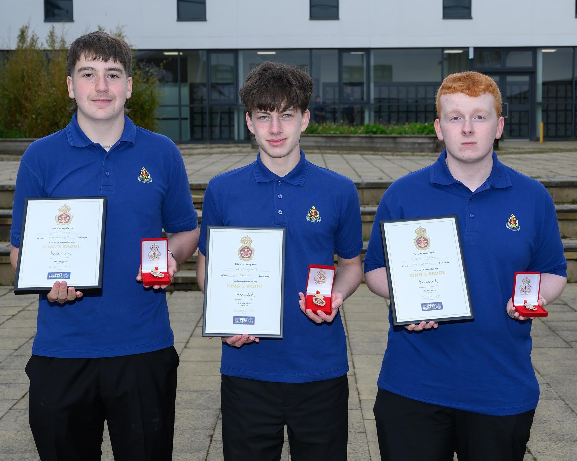 Trio of King's men for 3rd Falkirk Boys' Brigade company