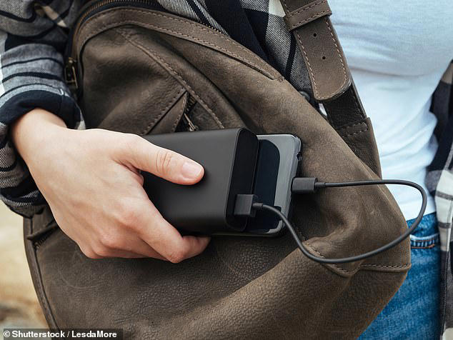 Power banks have been known to set on fire during flights, including on a KLM plane last year (stock)