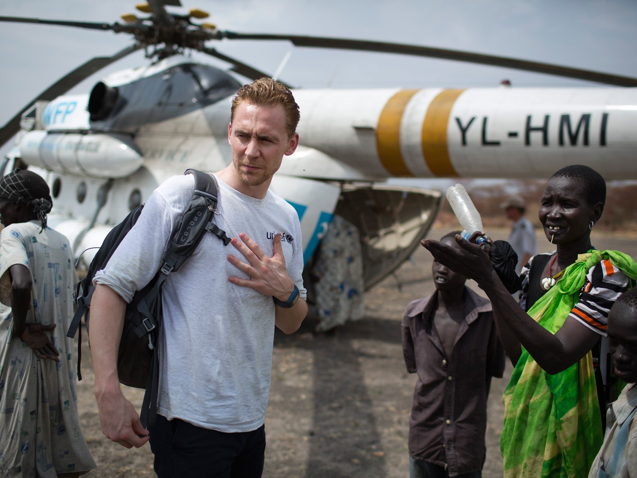 Tom Hiddleston in South Sudan (Unicef)