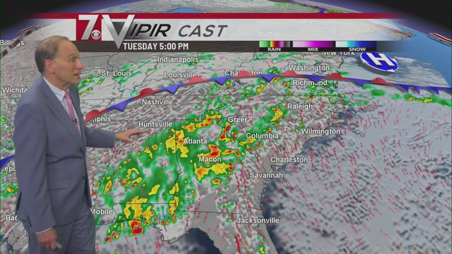 Rounds of storms expected Tuesday with risk of heavy rain