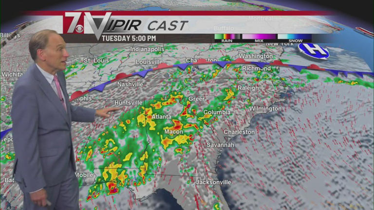 Rounds of storms expected Tuesday with risk of heavy rain