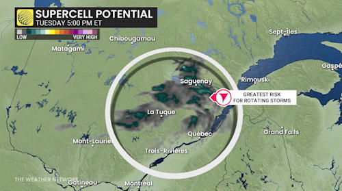 Severe storms, tornado threat moves into parts of Quebec on Tuesday