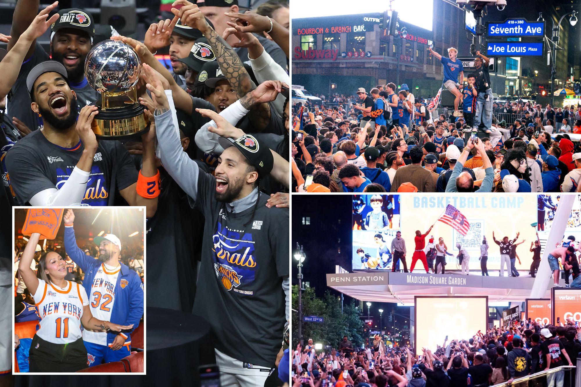 Thousands of Knicks fans swarm NYC streets to party with team headed to ...