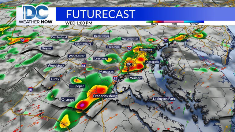 More wet weather today, with isolated severe storms for Wednesday