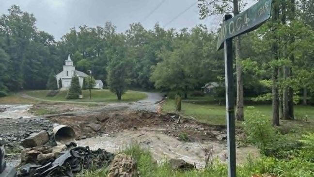 Heavy rain washes out roads overnight in Buncombe, Henderson counties