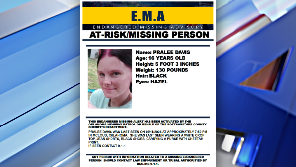 Endangered missing advisory issued for 16-year-old girl last seen in McLoud