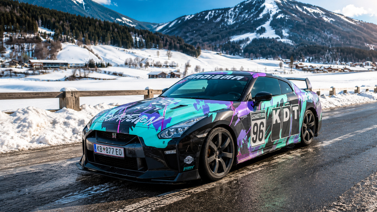 850HP GT-R takes on snowy mountain roads