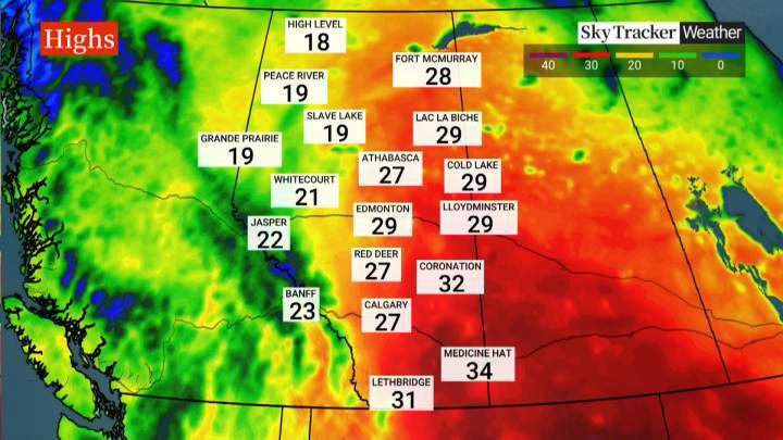 Environment Canada issues heat warnings for large parts of Alberta ...