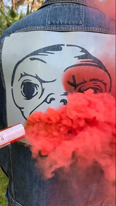 Smoke bomb transforms jacket!